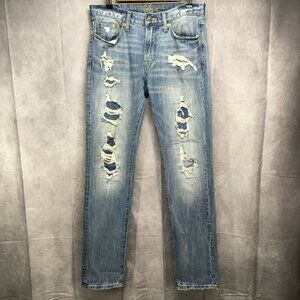 American‎ Eagle Mens Slim Straight Fit Jeans size 30x34 Light Wash Blue AE